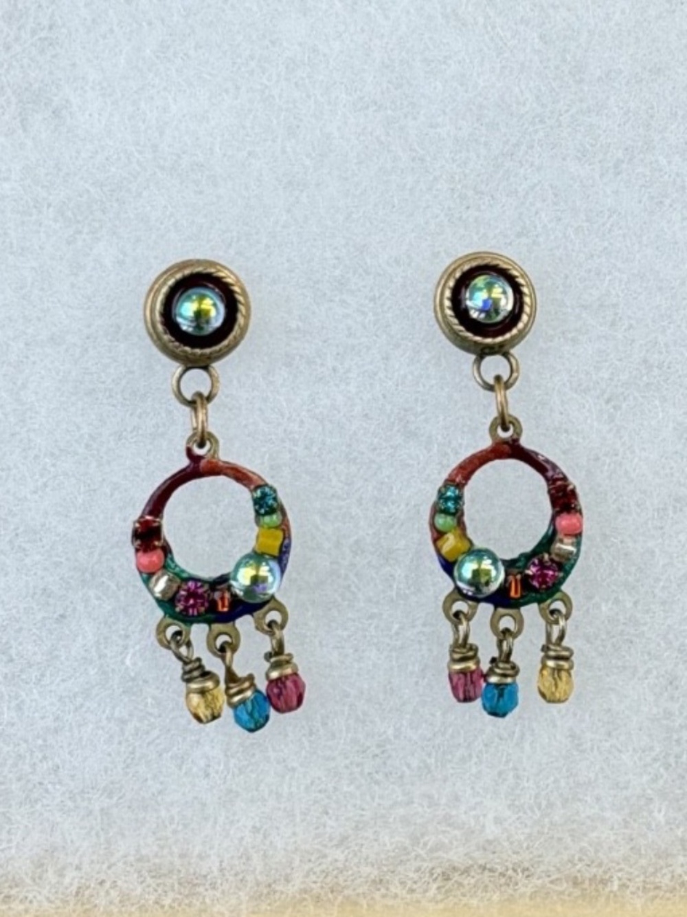 Sundance Artisan multicolor faux jewels stones Dangling Earrings